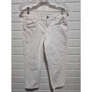 The Limited Women's White Solid Mid-Rise Denim Crop Pants Size 2P
